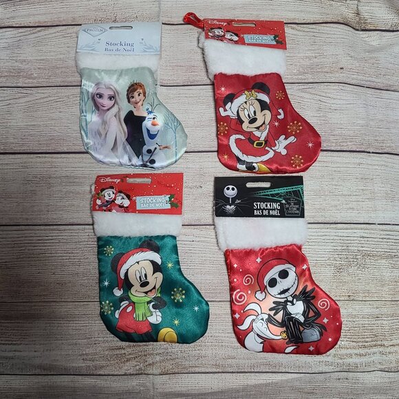 Disney Set of 4 - 7.5" Stocking - Mickey, Minnie, Frozen, Jack Skellington - Picture 1 of 1
